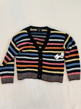 Rip Curl Pacific Rider Stripe Cardigan Sweater Size M Boho Fuzzy Knit NWT